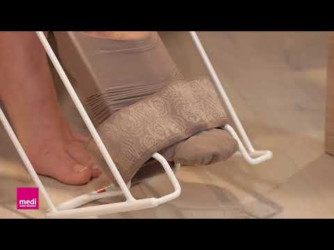 Donning a medical compression stocking with medi Butler