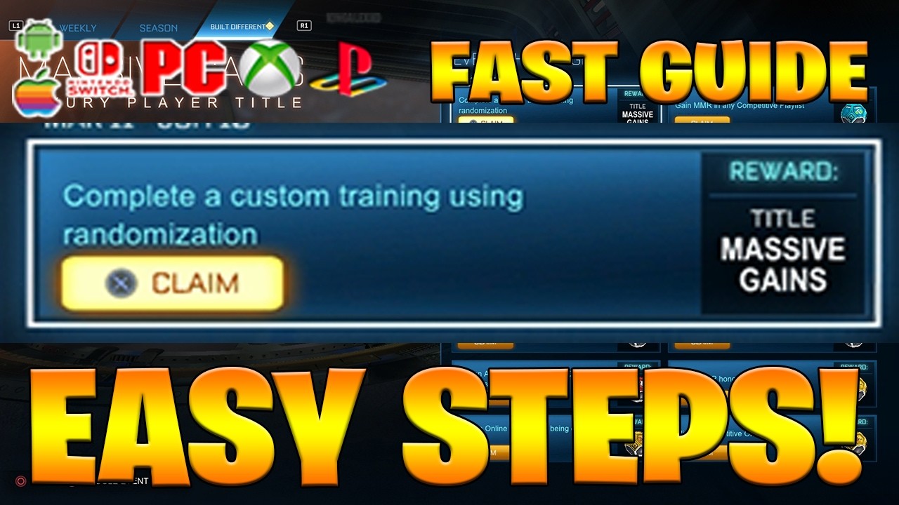 Complete a custom training using randomization Rocket League Built Different Event!