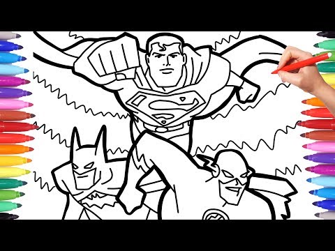 Justice League Superheroes Coloring Pages, Batman Superman and Flash Team Up Coloring Page