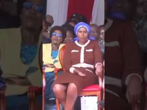 Thika MP Alice Ng'anga trying to charge the crowd at a event attended by President William Ruto