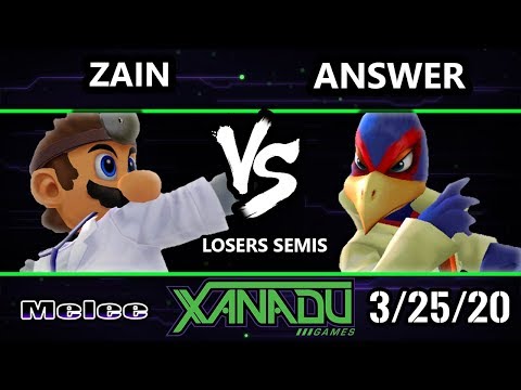 S@X Online 346 Losers Semis - Zain (Luigi, Peach, Samus, Marth, Dr. Mario) Vs. Answer (Falco) SSBM