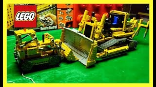 YouTube thumbnail: LEGO Technic Bulldozer Battle sets 856 and 8275 review OLD VS NEW