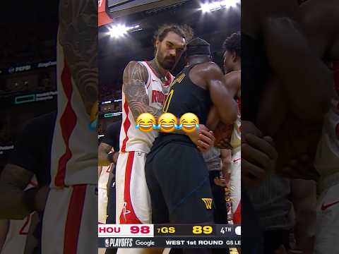 Steven Adams hugging Jimmy Butler during a jump ball 😂