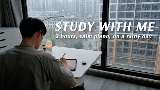 Download lagu 2-HOUR STUDY WITH ME ON A RAINY DAY  | 🎹 Calm Piano, Soft Rain | Pomodoro (25/5) mp3