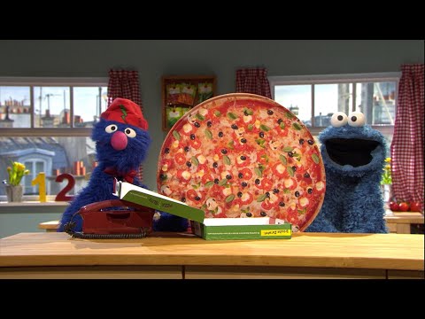 Krümelmonster bestellt eine große Pizza bei Grobi | Lernen | Sesamstraße