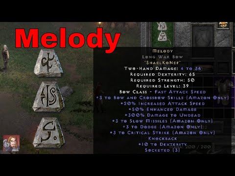 Diablo II Resurrected Rune Words - Melody (Shael Ko Nef)