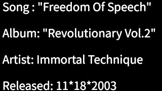Immortal Technique - Freedom Of Speech (Lyrics)*EXPLICIT