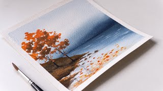 Simple Autumn Watercolor Painting Tutorial | Easy Watercolor Painting
