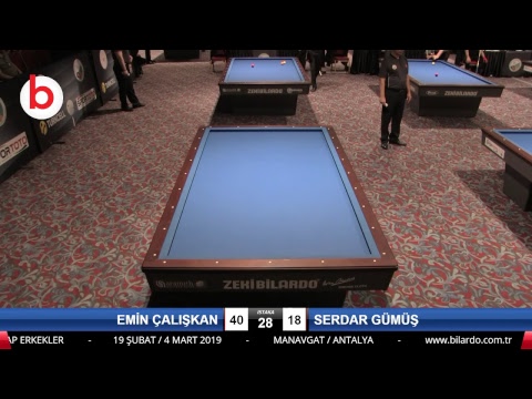 EMİN ÇALIŞKAN & SERDAR GÜMÜŞ Bilardo Maçı - 2019 TÜRKİYE KUPASI 1. ETAP ERKEKLER-4.TUR