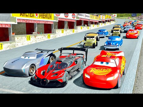 Bugatti Bolide GTR vs Cars Movie Characters at Autobahn
