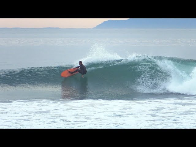 Dane Reynolds Surfing Asymmetrical Surfboard at Rincon