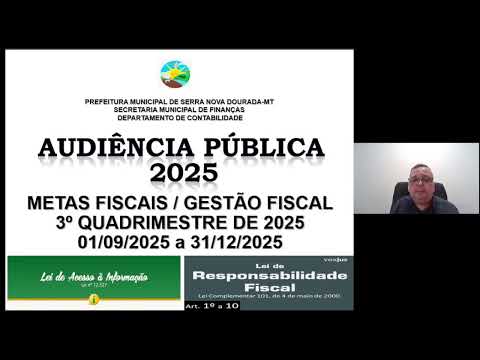 AUDIÊNCIA PÚBLICA - 3º QUADRIMESTRE DE 2025 - SERRA NOVA DOURADA - MT