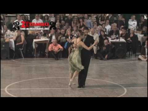  Maria Blanco  and  Roberto Zuccarino  are  dancing  to  the  milonga  "  Sacachispas  "