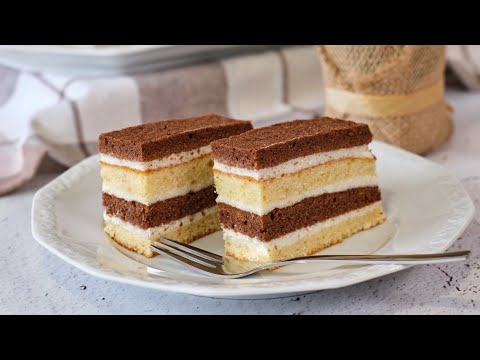 Excellent old-fashioned cake with biscuit in two colors. The taste is perfect!