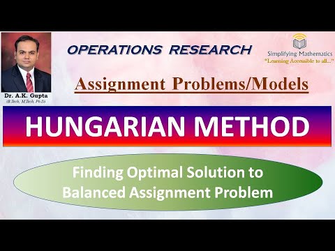 Hungarian Method for Balanced Assignment Problem/Assignment Problems- Part 4