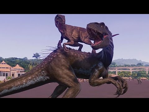 Velociraptor Pack Vs Indoraptor Breakout & Fight - Jurassic World Evolution Dinosaurs Fighting
