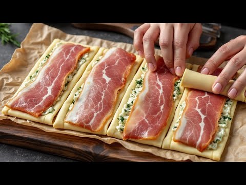Überraschen Sie Ihre Gäste! Blätterteig mit Speck in wenigen Minuten!
