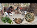 A Village Mother And Son Cook Delicious PRAWNS CURRY With PUI SHAK For Lunch