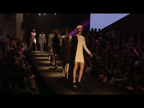 Models on the runway for the Guy Laroche Fashion Show in Paris