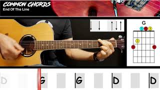 End Of The Line - Traveling Wilburys | EASY GUITAR LESSON | Scrolling Chords &amp; Lyrics