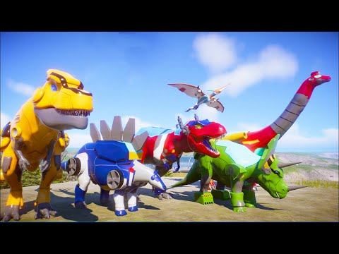 Dinosaur Mecha Mod JWE2 Rescue bots Battle Dinosaurs in Dino Island Adventure, Rampage and Showcase