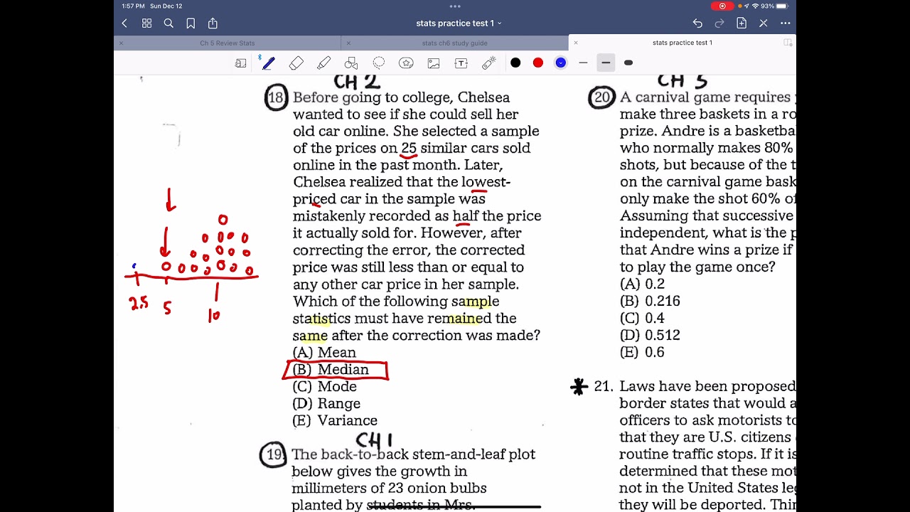 AP Stats Practice Test 1 Ch2