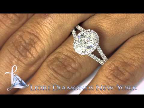 ER-1162 - 2.11 Ct. D-VS2 Oval Cut Natural Diamond Engagement Ring 18k White Gold Pave Halo