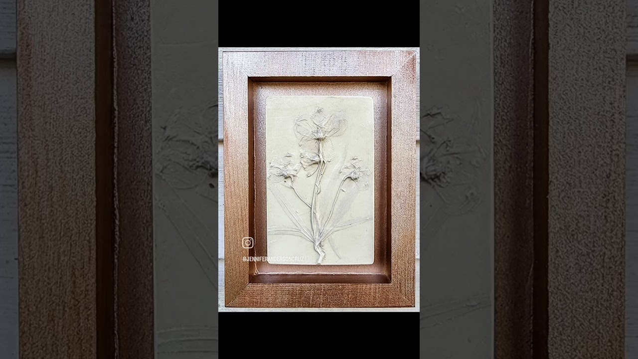 New larkspur plaster casts in metallic champagne and copper frames. #art #gardenart #artist