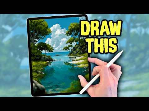 PROCREATE Landscape Drawing Tutorial - Coastal Trees