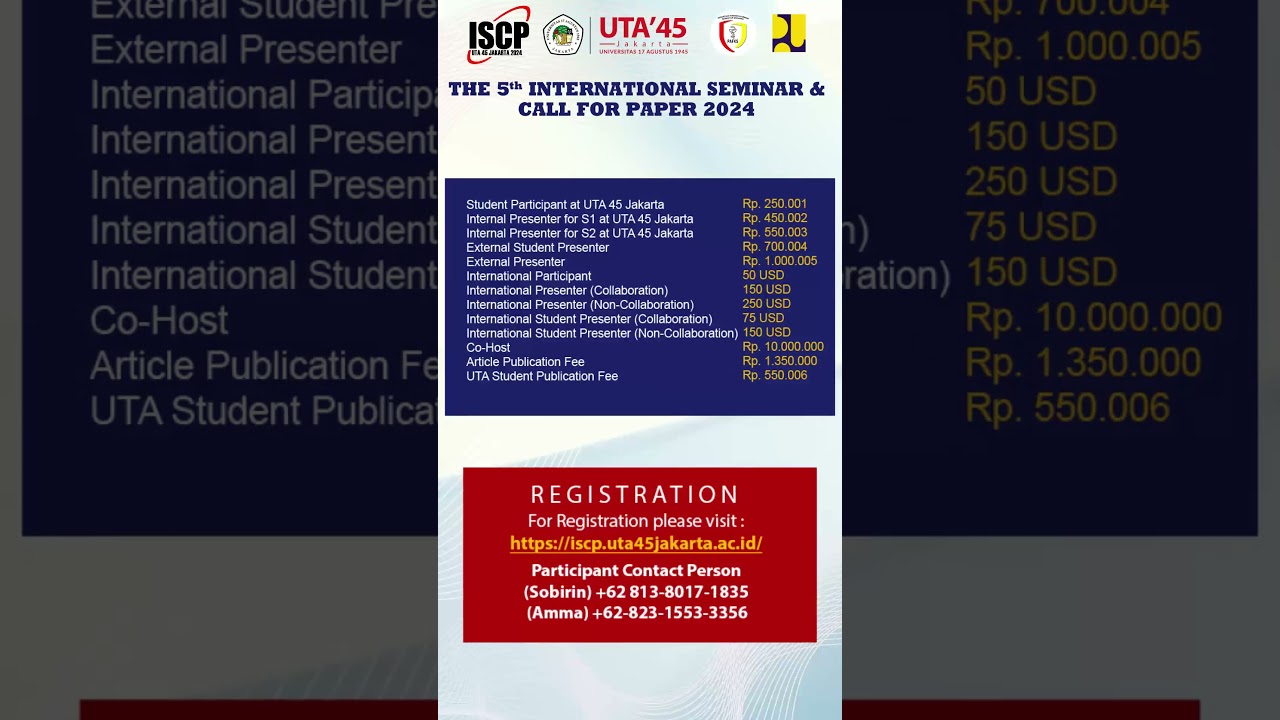 The 5th International & Call For Paper UTA 45 Jakarta