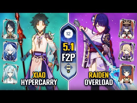 F2P C0 Xiao Hypercarry & C0 Raiden Overload Team | NEW Spiral Abyss 5.1 | Floor 12 | Genshin Impact