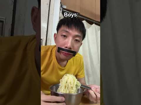 Girl eating noodles and boy eating noodles #shorts