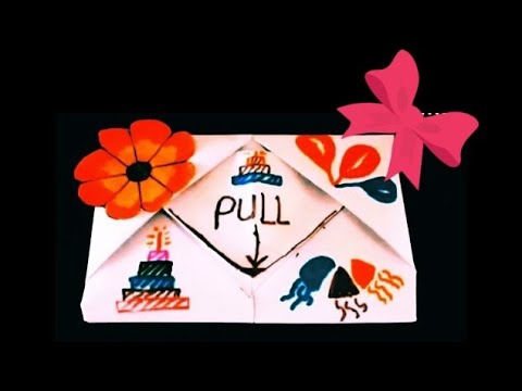 DIY- pull Tab Origami Envelope Card Letter Folding Origami || birthday card || Greeting card