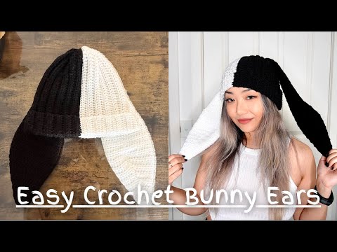 Easy Crochet Bunny Ears for Beanie (Beginner Tutorial)