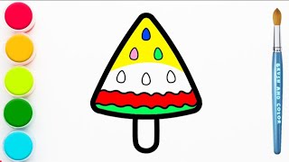 Watermelon Easy Cute Ice Cream Drawing Painting Coloring Step By Step