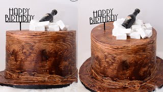 How to make Wood-Effect cake | Easy Fondant Decoration