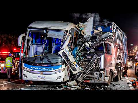 Carreta esmaga ônibus da NOVO HORIZONTE e o PIOR ACONTECE!