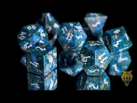Norse Foundry Turquoise Blue Coral Fossil Dice Set
