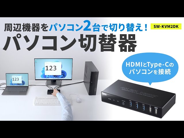 SW-KVM2DK / Type-C接続・HDMI接続対応パソコン切替器（エミュレーション非搭載）