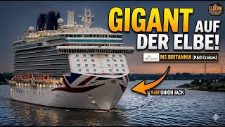 GIGANT DER MEERE! MS Britannia erstrahlt im Elbcam-Flutlicht | P&O Cruises live in Grauerort