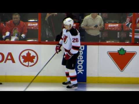 Anton Volchenkov during pre-game warm-up at the Devils @ Senators hockey game
