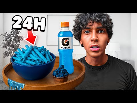 Ich esse 24 Stunden nur BLAUES ESSEN 😳💙| Yow Mohi