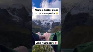 Opening a pack on Lake Humantay in Peru!🇵🇪