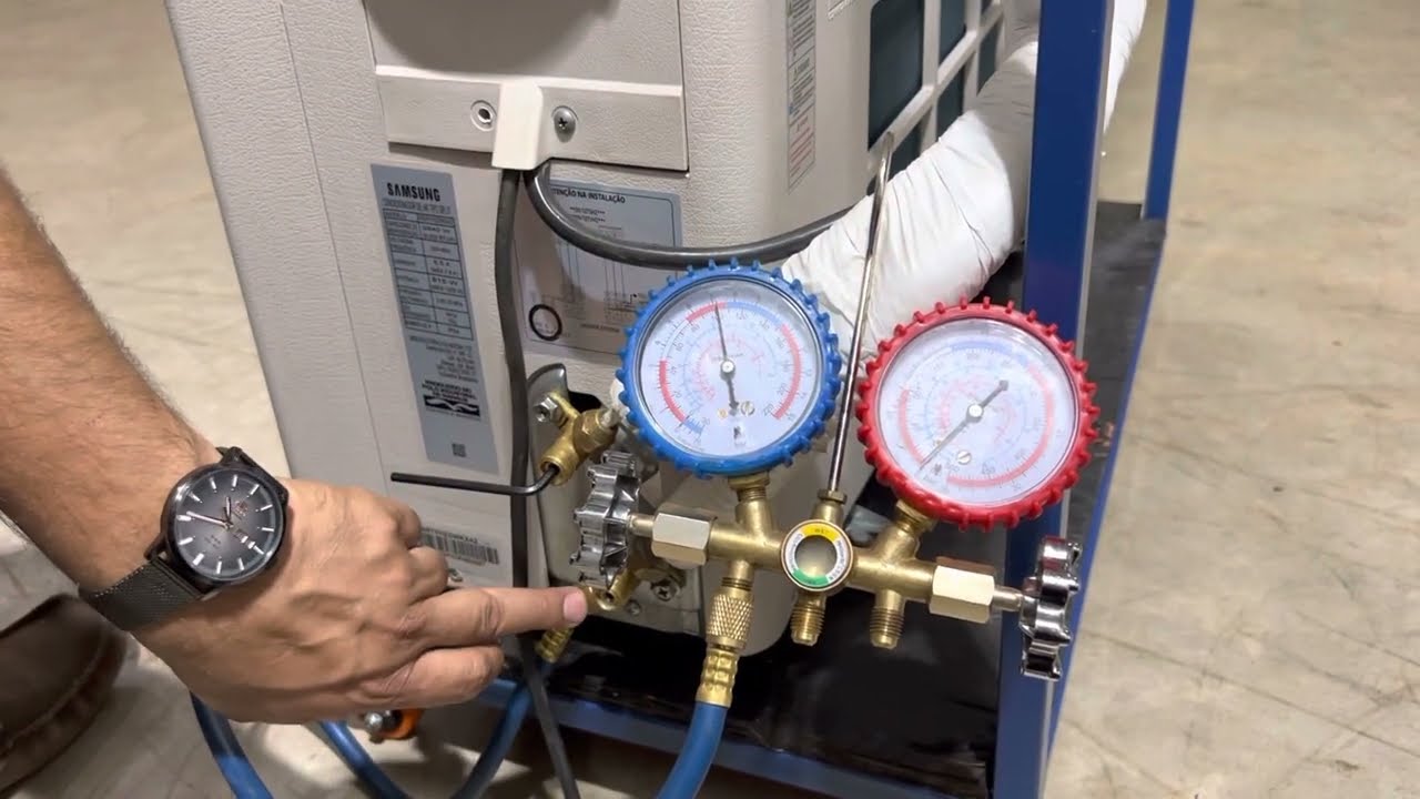 TESTE DE PRESSÃO DO COMPRESSOR  DE AR CONDICIONADO