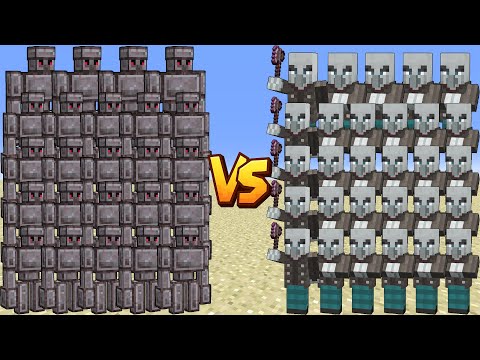 Netherite Army vs Every Illager - Golem Family and Raid Bosses | Minecraft Battle