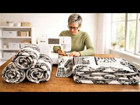 Don't throw away your old sweaters! ♻I'm sewing a blanket from knitted sweaters and shirts.