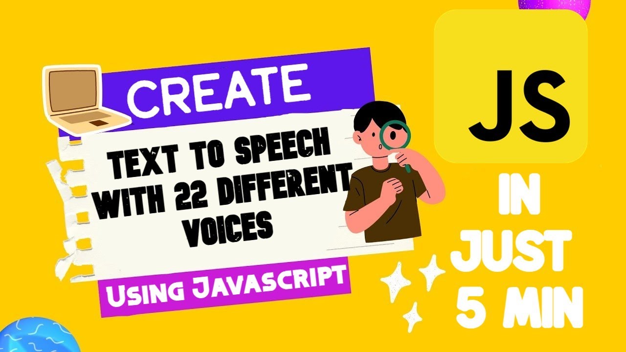 Create Text-To-Speech Converter using Javascript with 22 different voices available.