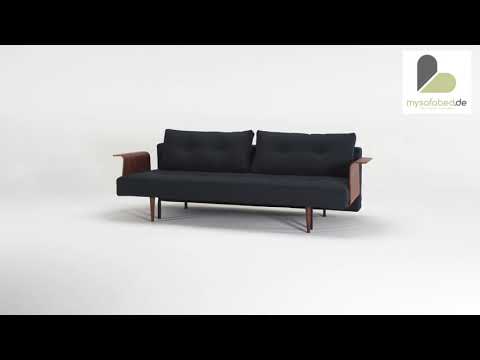 RECAST PLUS Schlafsofa mit Holzarmlehnen von Innovation - mysofabed.de