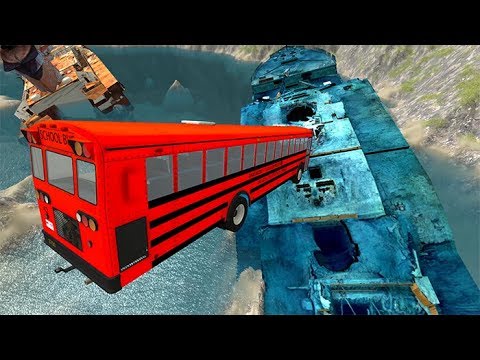 Beamng drive - Throwing Cars At Ship Wrecks High Speed Car Jumps