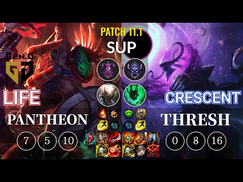 GEN Life Pantheon vs Crescent Thresh Sup - KR Patch 11.1